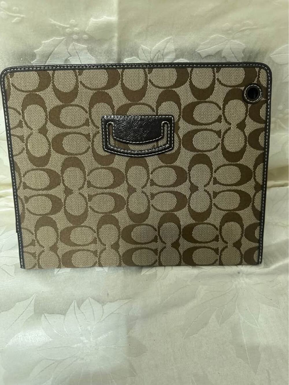 Pre-loved Coach Signature C Tan Brown Tablet Case. B-298